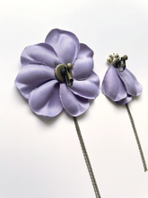 画像をギャラリービューアに読み込む, purple flower earring asymmetry
